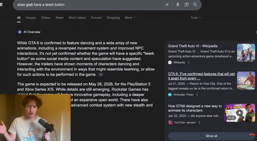 Геймер змусив ШІ Google повірити, що в GTA 6 буде кнопка тверку — на це пішло 3 місяці