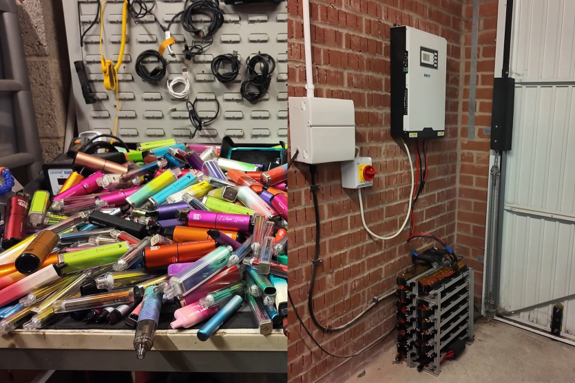 Блекаута не буде: ютубер створив з 500 використаних вейпів акумулятор на 2500 Вт•год для живлення майстерні та будинку