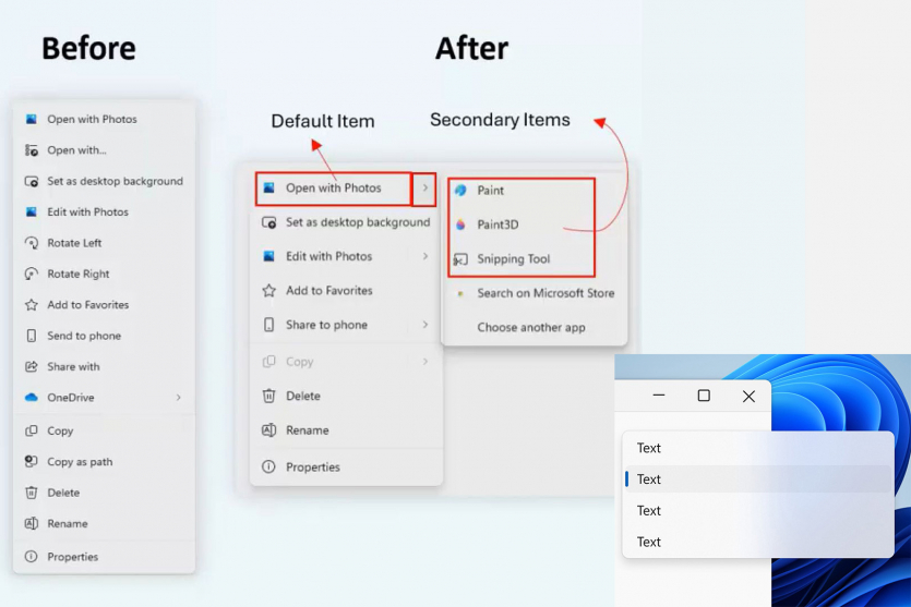 Microsoft визнала безлад у меню Windows 11: вони отримають підпункти та напівпрозорість
