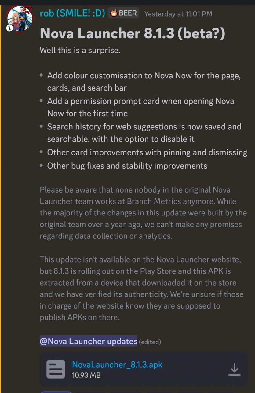 Nova Launcher для Android, який залишився без розробників, продовжує отримувати оновлення