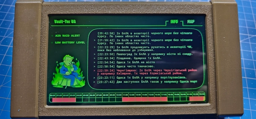Фанат Fallout створив монітор повітряних тривог та відключень електрики у стилі Vault-Tec