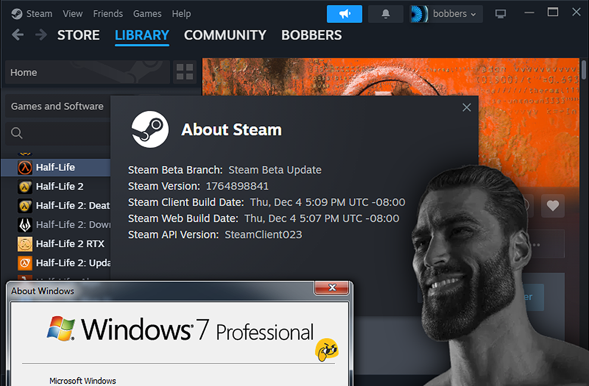 Останню версію клієнта Steam портували на Windows 7 та 8 - звісно, неофіційно