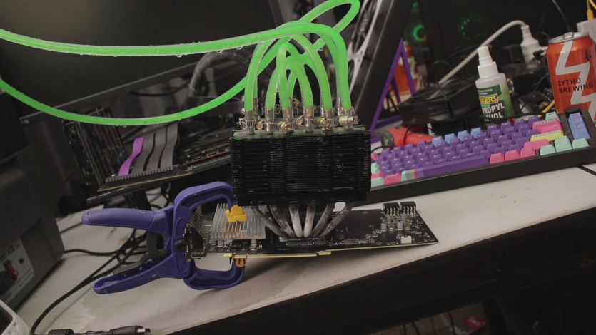 Що буде, якщо пропустити воду через теплові трубки повітряного кулера процесора та поставити його на NVIDIA RTX 3070? Вийшло непогано