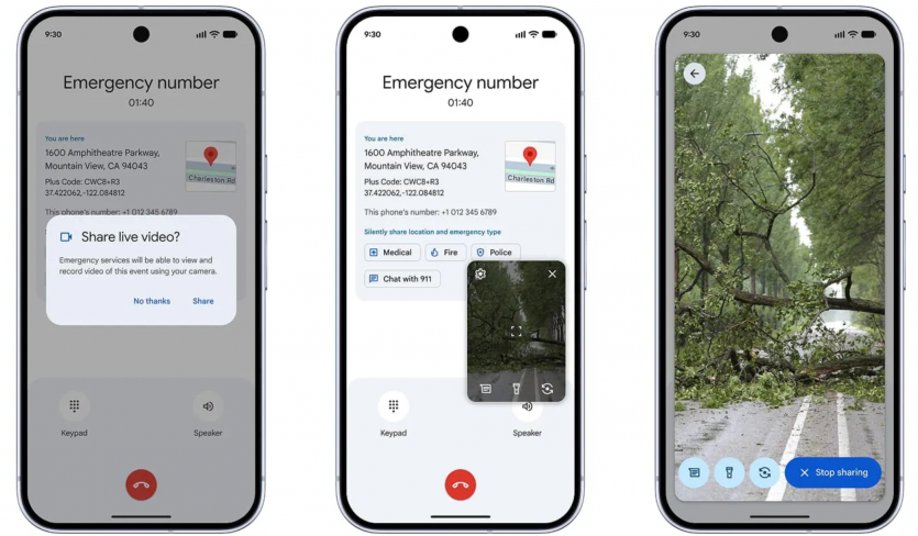 Google зможе передавати відео при екстреному виклику