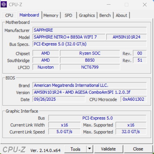 Sapphire Nitro+ B850A WiFi7