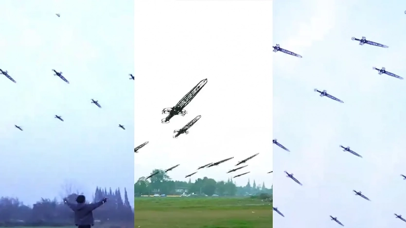 Китаєць запустив рій летючих мечів