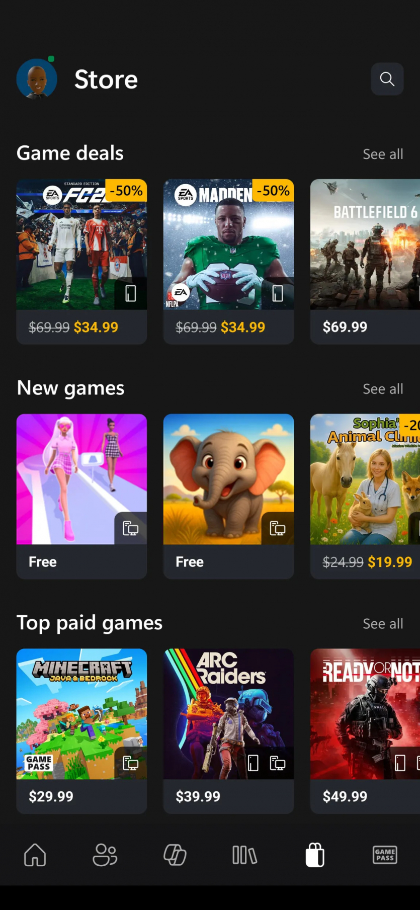 Microsoft додала магазин і список бажань в застосунки Xbox для iOS та Android