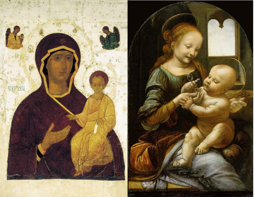 Одігітрія Діонісія та Мадонна Бенуа Леонардо да Вінчі