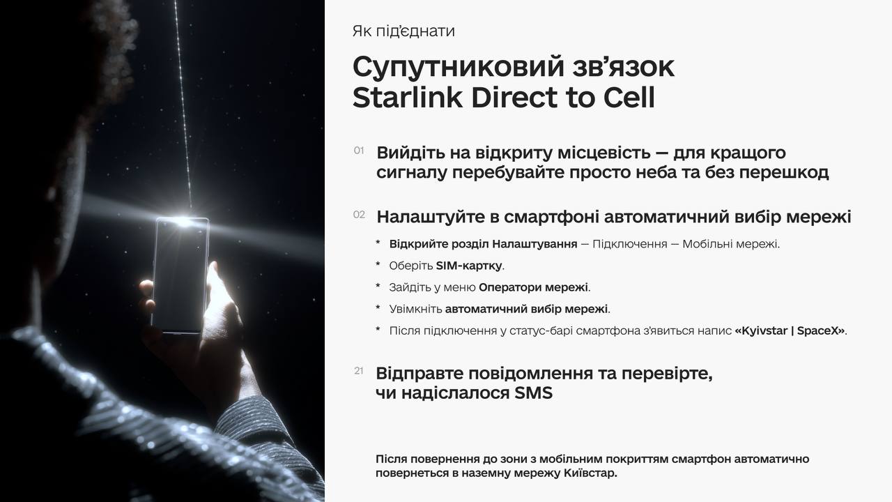 Київстар активував супутниковий інтернет Starlink на iPhone