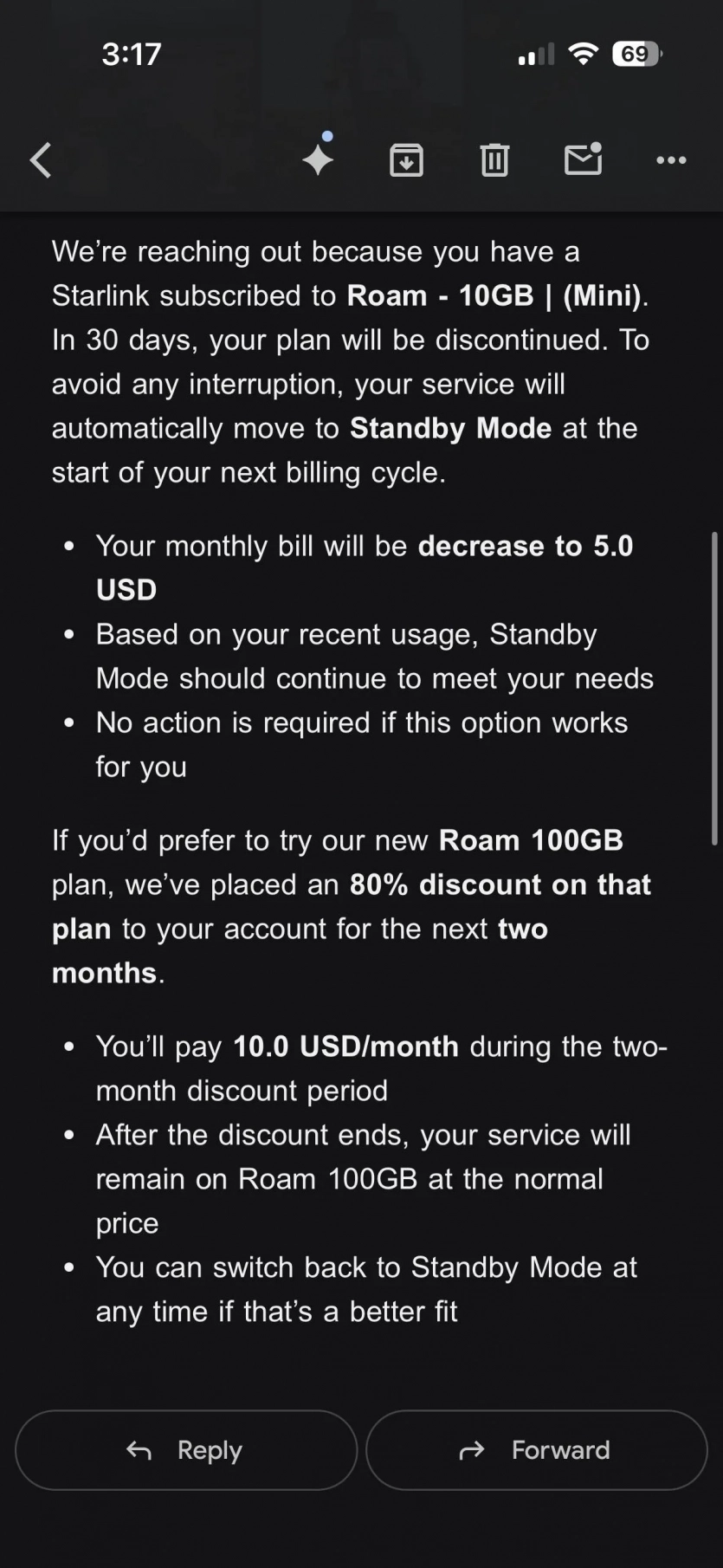 Starlink переводить абонентів тарифу за $10 у режим з обмеженою швидкістю за $5