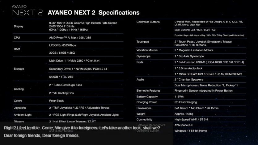 AyaNeo показала портативний ПК для "качків" на 1,4 кг з Ryzen AI Max