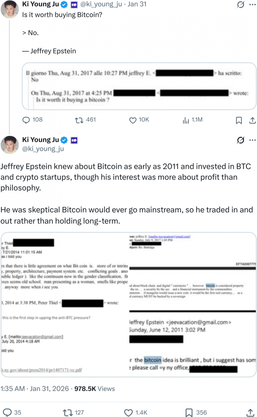 Листи показують: навіть Епштейн вважав криптопампи неетичними