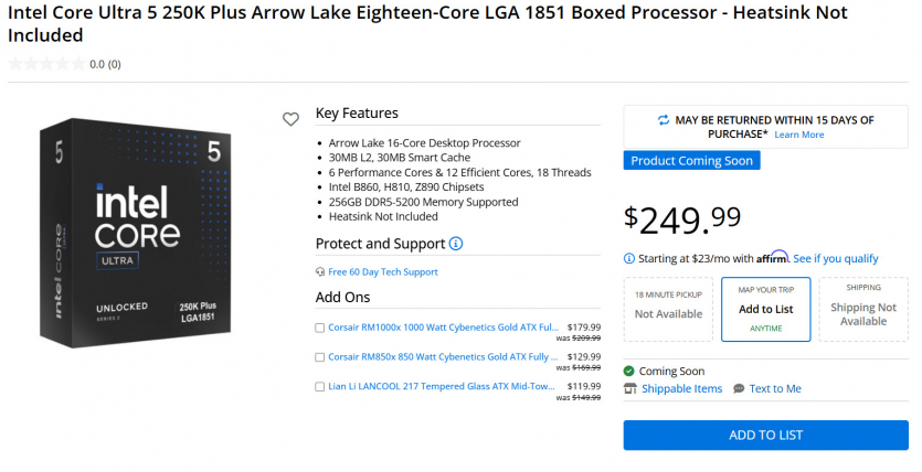 Ціни на процесори Intel Arrow Lake Refresh підскочили ще до початку продажів