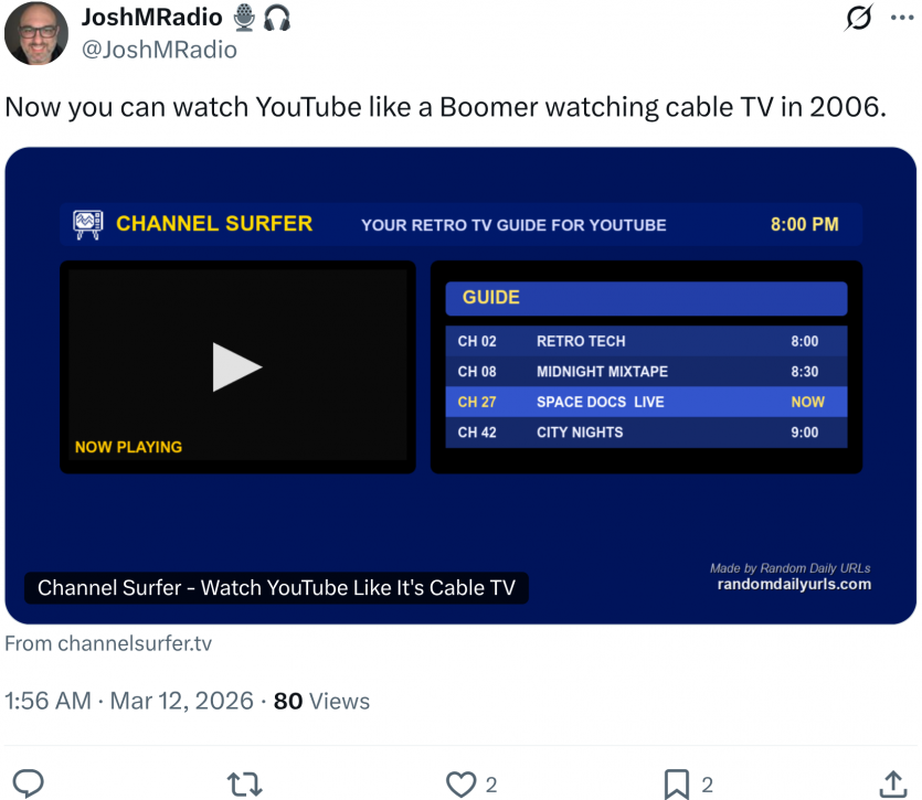 Інструмент YouTube повертає магію перемикання кабельних каналів