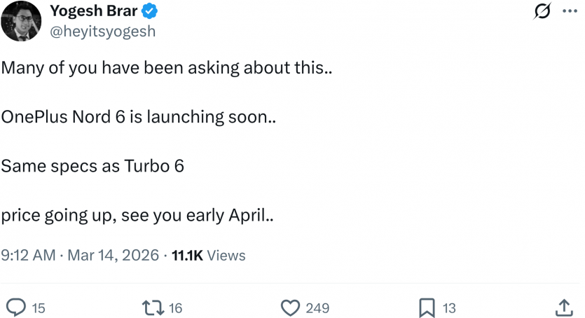 OnePlus Nord 6 на підході: витік каже про процессор Snapdragon 8s Gen4, дисплей 165 Hz та батарею 9000 mAh