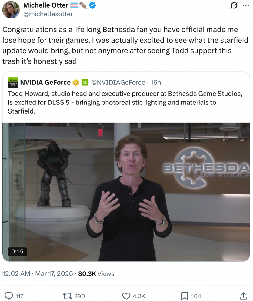 "Жодного ШІ-слопу: все буде під контролем наших художників", — Bethesda заспокоїла прихильників щодо DLSS 5 у Starfield