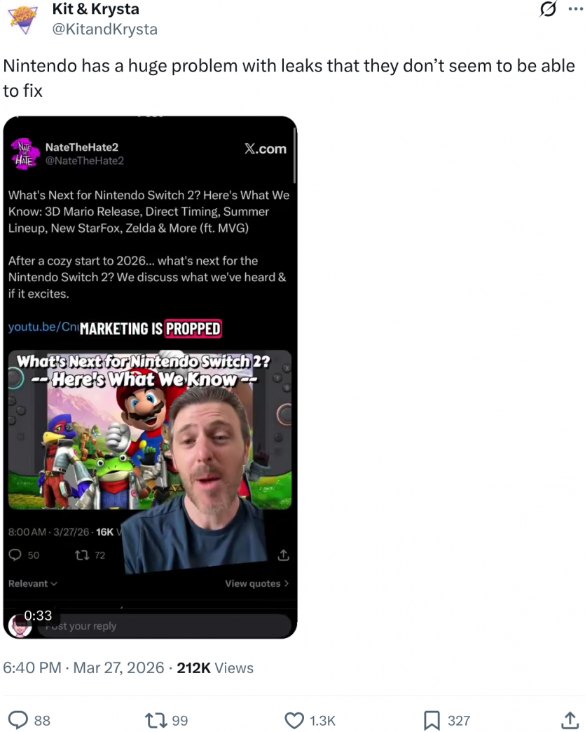 Nintendo шалено злиться на витоки про ігри для Switch 2, — колишній PR-директор