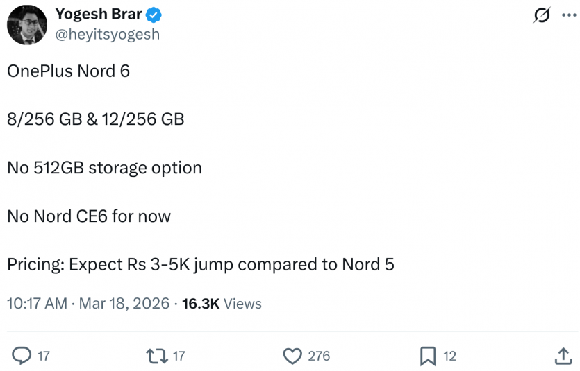 Забудьте про зарядку на цілий день: вийшов OnePlus Nord 6 з батареею на 9000 мАг