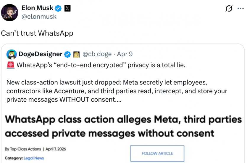 Ілон Маск атакує WhatsApp і Signal: X офіційно запускає власний месенджер XChat
