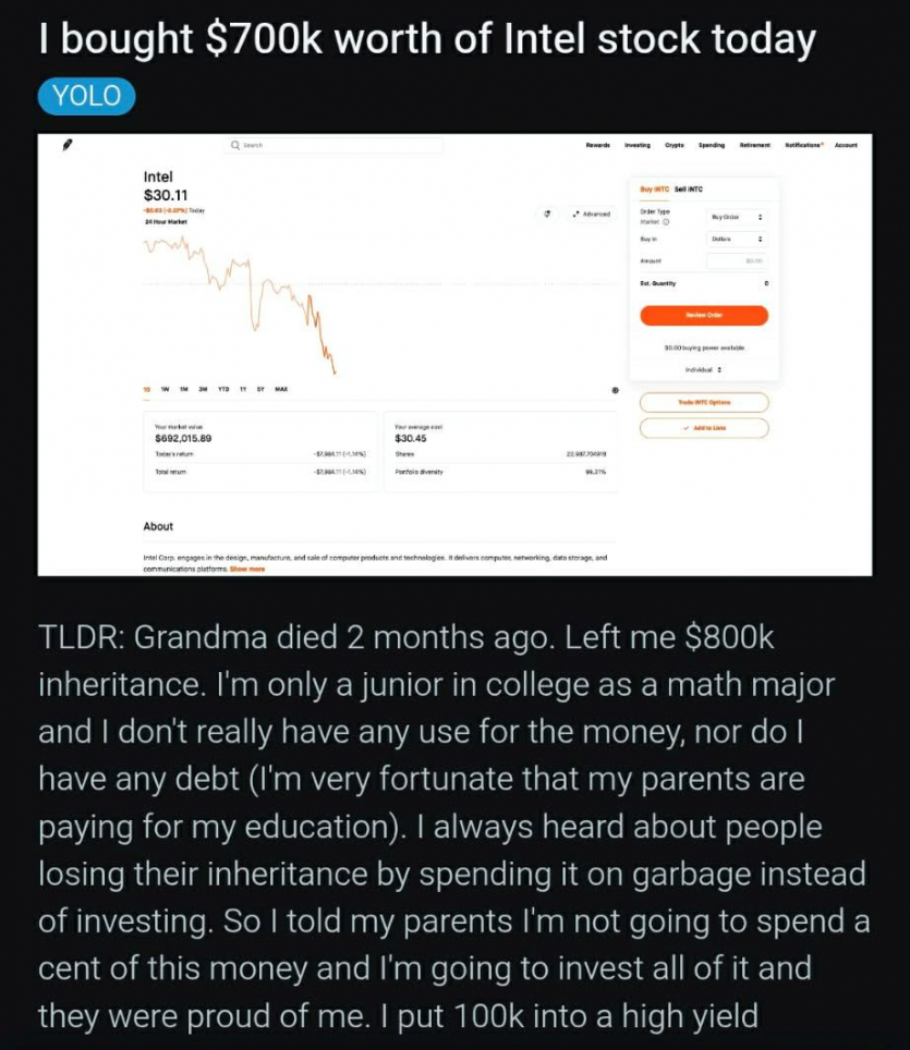 Той, хто сміється останнім: покупець акцій Intel з Reddit, можливо, вже мільйонер