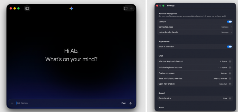 Google запускає додаток Gemini для пристроїв Mac