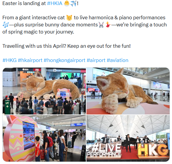 В аеропорту Гонконга оживили мем: гігантський інтерактивний "Кетзілла" спить просто у залі прильотів