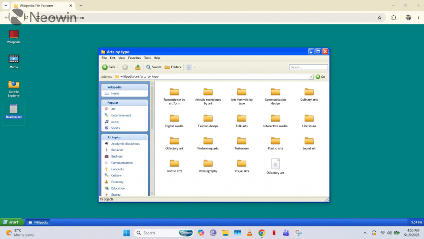 Скучили за Windows XP? Веб-інтерфейс перетворює Вікіпедію на робочий стіл у стилі культової ОС
