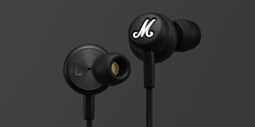 Акустична архітектура Marshall Mode USB-C: золотиста захисна сітка та 9-міліметрові динаміки.